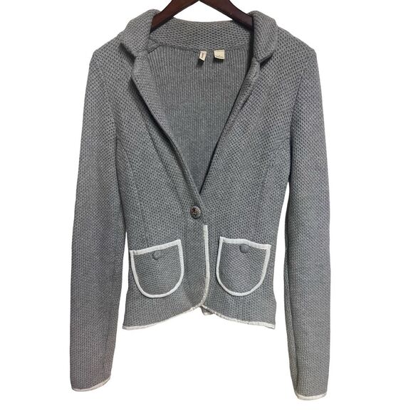 Moth Anthropologie Women's Gray Cardigan Sweater flower buttons Size Small - Picture 1 of 11